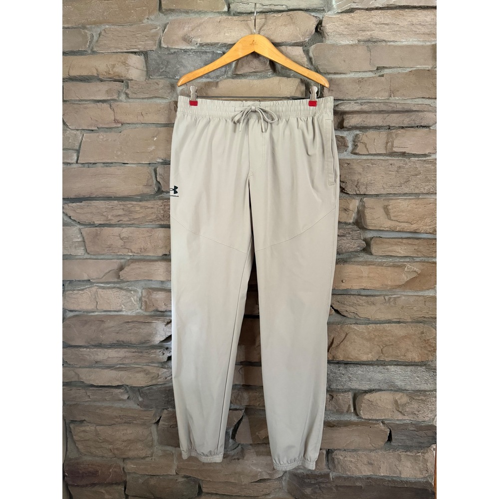 Under Armour Joggers Mens Large Tan Beige Stretch Athletic Pants